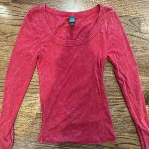 red scoop neck tee
